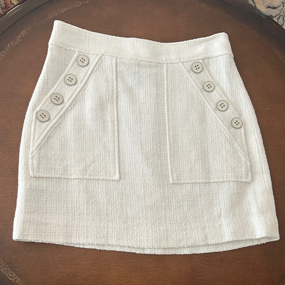 Veronica Beard Creamy Buttoned Mini Skirt